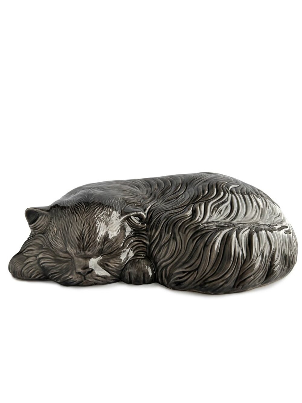 Vintage Grey Ceramic Sleeping Cat